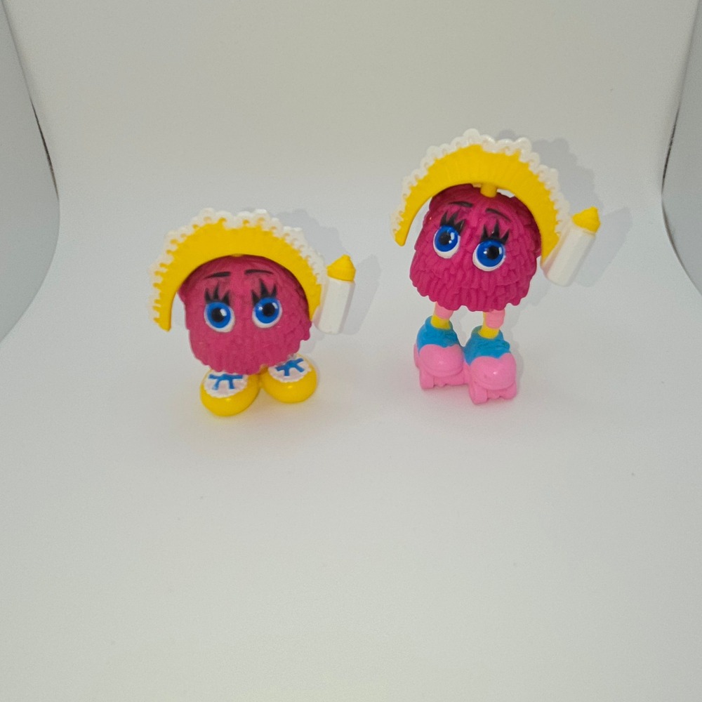 Vintage 1989 McDonalds Happy Meal Baby Fry Guy Figures Pink Roller Skates Lot 2